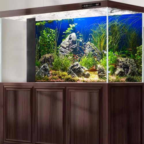 Underwater Aquarium Background Undersea Aquatic Plants Fish Tank Background Sandy Sea Floor Scene Terrarium Backgrounds Lush Green Sea Grass Moss Rock Scene Reptile Tank Enclosure Backgrounds 24x12in - color: Green_Blue, size: 24(W)x12(H)in