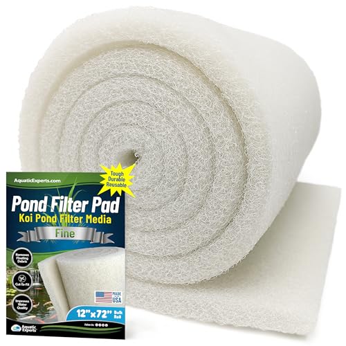 Classic Koi Pond Filter Pad FINE - White Bulk Roll Pond Filter Media, Ultra-Durable Pond Filters for Outdoor Ponds, Reusable Fish Pond Filter Material, USA, Aquatic Experts (3/4" - 1" x 12" x 72") - size: 12" x 72"