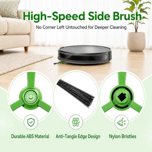 105 Replacement Parts Kit Compatible with iRobot Roomba Combo Essential 100/1000 Series, Y0140, Q0120, Y0112, 1010 Combo, Q011, Y0110, 104, 1 Roller, 4 Filters, 4 Side Brushes, 1 Cleaning Tool