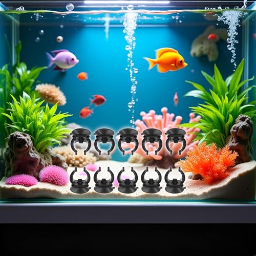 GANPUB 10PCS Black Suction Cup Fish Tank Aquarium Heater Rubber Clip Airline Tubing Glass Holder Pet Supplies Cost- Effective Fashion in Practical Aquarium Pumps and Filters(18-22MM)