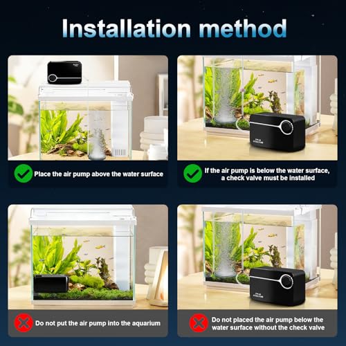 Aquarium Ultra-Quiet Air Pump - Adjustable Fish Tank Aerator with Dual Outlet Pump, 8w 8L/min Oxygen Pump for 20-600 Gallon Tank (Only Air Pump) - color: Black-K3 8W