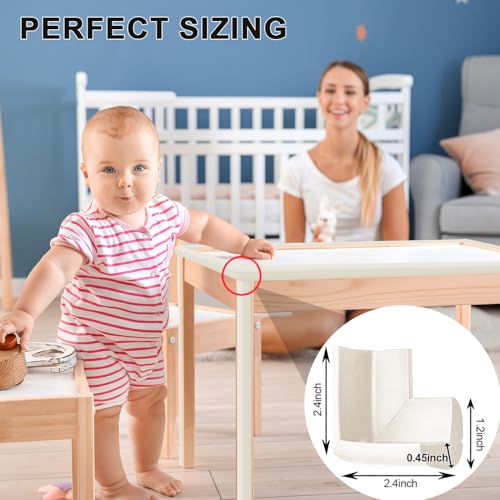 8 Pack Large Table Corner Protector for Kids, Baby Proofing Soft Rubber Foam Cushion Corner Covers, Heavy-Duty Corner Bumper Guards for Furniture Stair Cabinet Fireplace - Pre-Taped, White - color: White