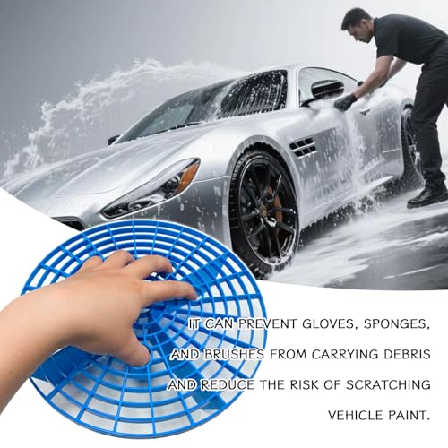 2 PCS Car Wash Bucket Insert Dirt Guard, Grit Trap Dirt Lock Filter for 3-5 Gallon 12 Inch Buckets, Automotive Detailing Wash Tool for to Prevent Swirl Marks (Black+Blue) - color: Black,Blue