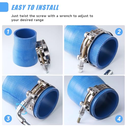 16Pack 2.25" T Bolt Hose Clamps - 304 Stainless Steel Turbo Intake Clamp for Turbo Tubes, Intercooler Pipes, Heavy Duty Radiator Hose Clamps Adjustable Range 64mm-72mm for 2.25" Hose ID - size: 2.50 - 2.83 inches, style: 16pcs t bolt hose clamp