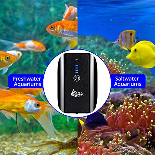 AQQA Aquarium Air Pump, Battery Rechargeable Portable Bubbles Oxygen Pump for Fresh & Saltwater Aquariums Tanks with Air Stone, Tube, USB Cable and Adapter (1.7 W for 1-100Gal Tank) - size: 1.7 W for 1-100Gal tank