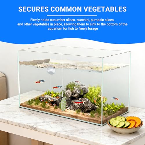 Hanging Fish Tank Vegetarian Feeder for Plecos – 2 Pack | For Goldfish, Snails, Cichlids & Bottom Feeders, Holds Cucumber, Zucchini, Pumpkin, Freshwater & Saltwater Safe