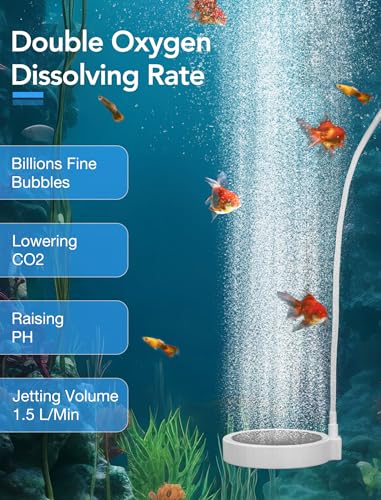 2-Inch Aquarium Air Stone Kit - Weighted Nano Bubble Disc Diffuser for 10-30 Gallon Fish Tank, Ultra-Quiet Aerator with Check Valve & Tubing for Betta, Shrimp, Hydroponics - color: 2 Inch for 2 to 30 Gallon Tanks