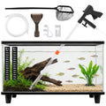Aquarium Gravel Cleaner, Fish Tank Cleaner Kit, Aquarium Manual Press Noiseless Water Changer, Including Net,Thermometers & Cleaning Accessories for Fish Tank Maintenance