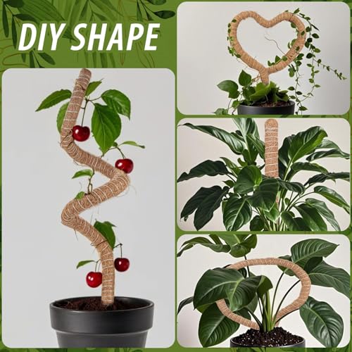 3 Pack Moss Pole, 28" 48" 63" Monstera Plant Support for Climbing Indoor Plants, Bendable Coco Coir Plant Support Stakes for Potted Plants, Pothos, Philodendron - size: 28 Inch, 48 Inch, 63 Inch - 3 Packs