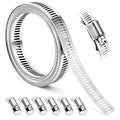 Hose Clamps, DIY 8.5 FT Metal Strap + 6 Fasteners, Hose Clamps Stainless Steel, Large Adjustable Hose Clamp Pipe Clamp for Pipe Automotive Mechanical Applications - size: 8.5 FT Metal Strap + 6 Fasteners