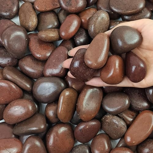 FANTIAN 5 lbs Red River Rocks, 1-2 Inch Polished Pebbles for Indoor Plants, Decorative Rocks Stones for Landscaping, Vases, Aquariums, Fountains, Pathways, Backyard and Garden - color: Red, size: 5 lbs, 1-2 Inch