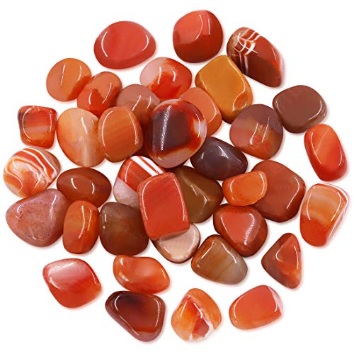 Hilitchi Reddish Brown Agate Stone Tumbled Stones for Plants Cacti & Succulents Bedding, Vase Filler, Landscape Bottom Decoration (About 1lb(455g)/Bag) - color: Red Agate, size: 17-25mm (0.67"- 0.98")