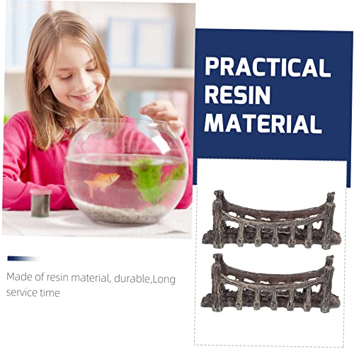 2pcs Aquarium Artificial Bridge Decor Realistic Fish Tank Ornament Small Tank Decor