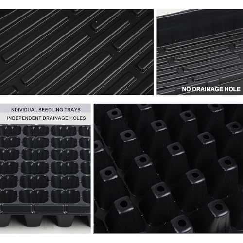 Hourleey 20 Pack Trays Include 10 Pack 1020 Seed Starter Trays and 10 Pack 72 Cell Plug Trays, Thick Durable Plastic Plant Nursery Tray, Propagation Tray for Seedlings Microgreens Fodder Plant