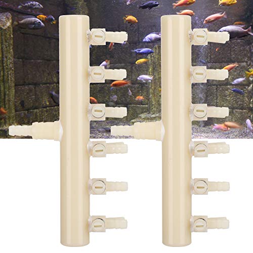 2PCS Aquarium Air Control Lever Valve, Distributor Splitter Pump Accessories Set Plastic Easy Aquarium Air Pump Special Splitter Valve with Diverter Adjustable S(6 Heads) - color: 6 heads