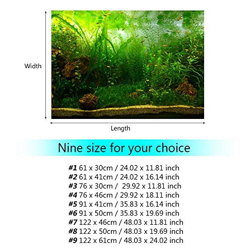 Aquarium Fish Background Poster PVC Adhesive Decor Paper Green Water Grass Aquatic Like Real(24.02x11.81in)