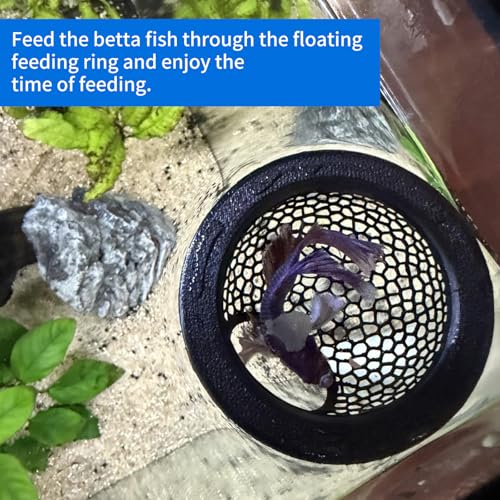 2 PCS Floating Betta Hammock,Betta Fish Tank Accessories, 3D Printed Aquarium Decor Floating Betta Hide with Feeding Ring Safe Resting Spot for Stress-Free Fish Tank(Black)