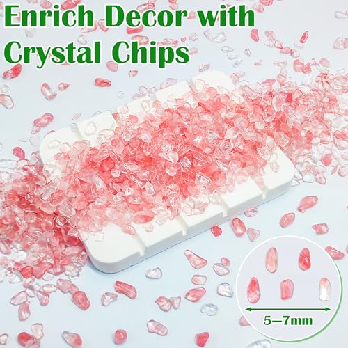 Kaiyuan Dynasty 230g Red Crystal Chips, Crushed Quartz Decorative Pebbles Bulk, Polished Tumbled Stones for Crafts, Vase Fillers, Succulent Plants & Aquarium Gravel Rocks - color: Red, size: 0.5LB