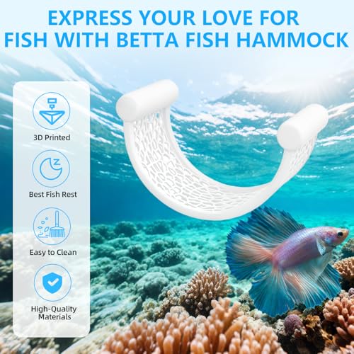White Betta Fish Hammock,Betta Fish Tank Accessories Decorations,Safe Floating Aquarium Rest Ledge for Bettas,Nano Fishs,Small Fish Shrimp (White) - color: White