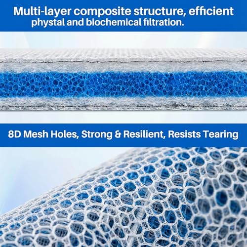 MAQIHAN 2PCS Aquarium Filter Pad - 8-Layer Aquarium Filter Media & Aquarium Filter Floss, Cut to Fit Sponge Foam Pad for Fish Tank, Canister Filter Pads, Pond Filter Media Replacement