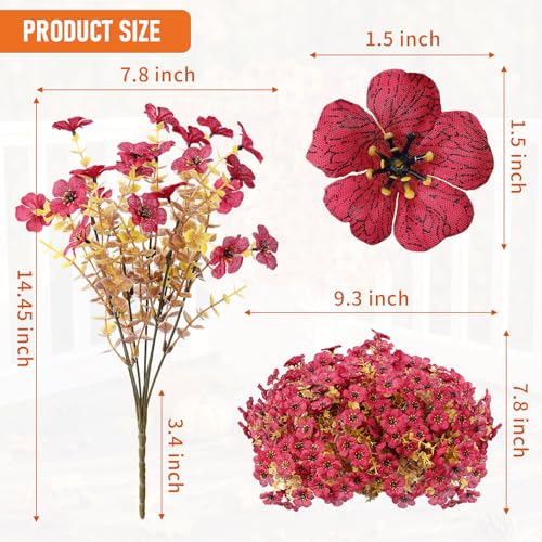 Artificial Flowers for Outdoor,Silk Flowers No Fade Fake Plastic Flowers Faux Plants for Outdoors Outside Front Porch Hanging Planter Window Box Garden Home Decoration,13 Pack Dark Red - color: Dark Red, size: Artificial Flowers(13 Pcs)