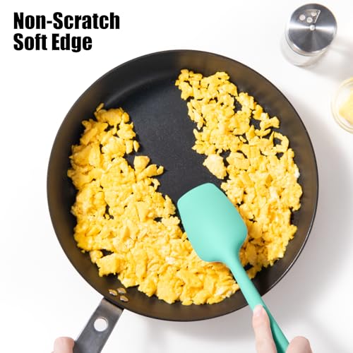 4-Piece Silicone Spatula Scrapers: Doosu 600°F Heat Resistant Food Grade Kitchen BPA Free Rubber Baking Cooking Tool Nonstick Utensil Set for Mixing, Scraping, Folding, Stirring, Serving (Aqua Sky) - color: Aqua Sky, size: Set of 4