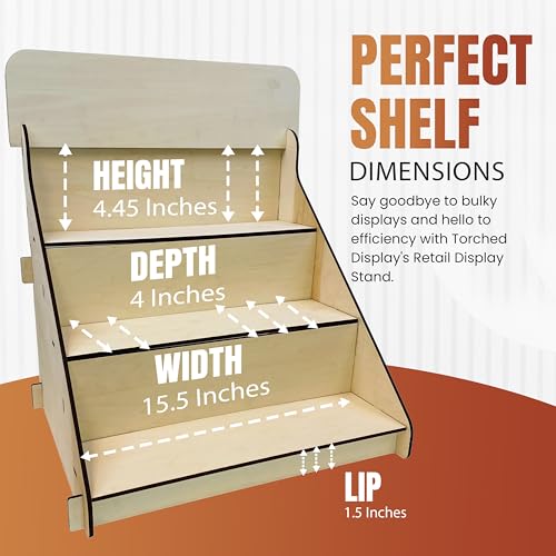 Torched Wooden Portable Retail Table Display Stand Countertop 3 Step Riser Craft Shows, Farmers Markets Tradeshows… (Natural) - color: Natural