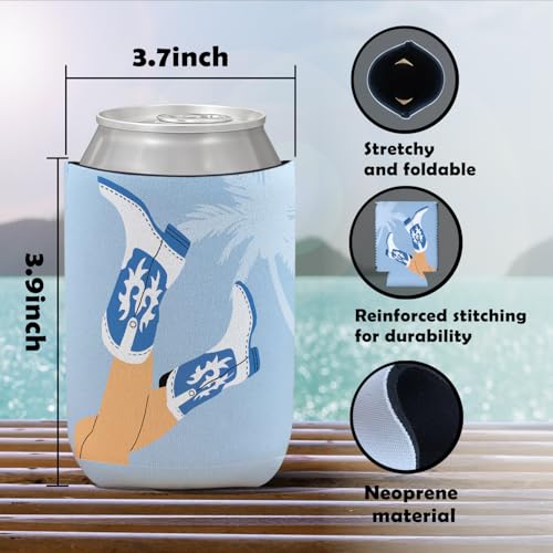 4 Pack Western Coastal Cowgirl Reusable Neoprene Insulator Cup Sleeve for Cold and Hot Drinks, Western Preppy Beach Coastal Cowgirl Can Drink Sleeves Cooler Sleeves Gifts for Women - color: Coast Cowgirl（Howdy)-cup