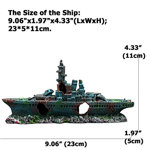 S-Lifeeling Fish Tank Decoration Moss Rockery Stone Plants Wood Ruins Landscaping Turtle Tank Decoration Fish Shrimp Shelter (Shipwreck) - color: Shipwreck