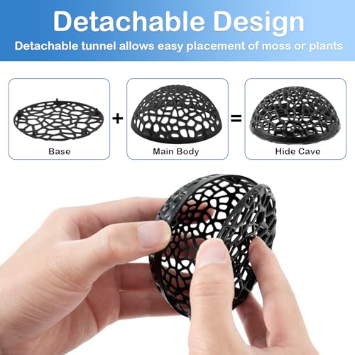 2 Pack Aquarium Shrimp Hide Cave, Porous Shrimp Hideout Shelter for Breeding & Molting, Detachable Tunnel Ornament for Fish Tank, Shrimp & Small Fish (Black - 4pcs) - color: Black - 4pcs