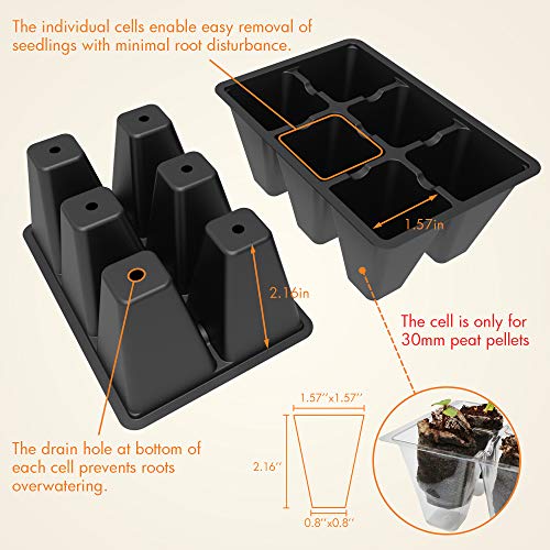 Gardzen 20 Pack Seed Starting Tray, Plant Germination Trays, Seed Starter Kit with Adjustable Humidity Vented Dome for Indoor&oOutdoor Use, Plant Growing Kit 6.6" x 4.5", Total 240-Cell, Black - color: Black, size: 20-Pack