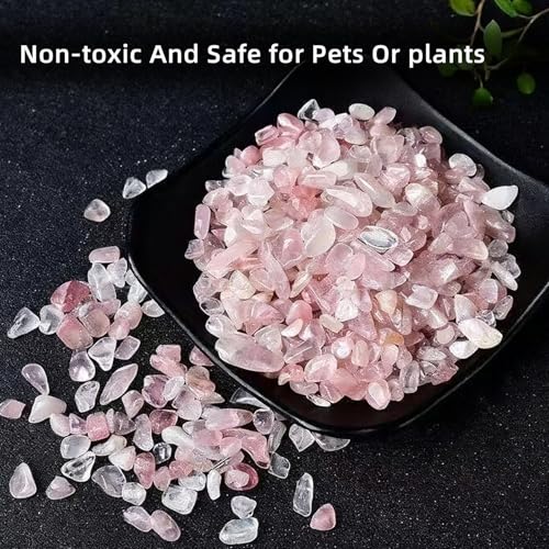 Natural Agate Aquarium Gravel, Fish Tank Rocks and Pebbles, Suitable for Indoor Plants, Colorful Crushed Stones can be Used for vase Filling, Succulent Plant Decoration, DIY Crafts (Pink) - color: pink