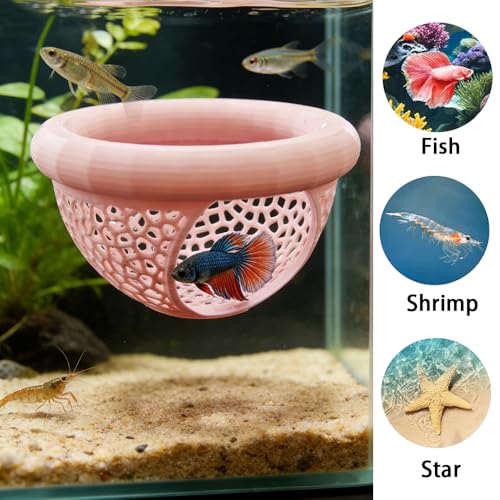 Floating Betta Hammock and Shrimp Feeder, Cave and Hammock, Small Fish Feeding Ring & Resting Spot, Fish Tank Accessories (Black) - color: Black