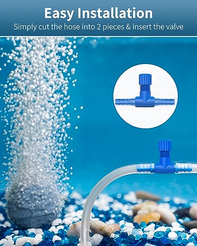 Pawfly Aquarium Air Control Valves for 3/16" ID Airline Tubing Single Way Plastic Air Flow Controllers Regulators Adjustable Blue Hose Connectors Air Pump Accessories for Fish Tanks, 10 Pack - color: Blue