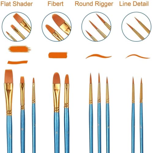 Acrylic Paint Brush Set, 1 Packs / 10 pcs Watercolor Brushes Painting Brush Nylon Hair Brushes for All Purpose Oil Watercolor Painting Artist Professional Kits - color: Blue, size: 10pcs-2