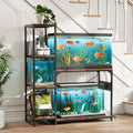 VOWNER 20-29 Gallon Fish Tank Stand with Power Outlet, Wood Aquarium Stand with Shelves for Fish Tank Accessories Storage, Heavy Duty Metal Frame, Turtle Reptile Terrarium Stand, Load 500lb, Brown - color: Brown