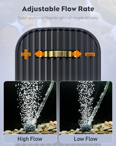 Pawfly Aquarium Air Pump, 80 GPH Fish Tank Air Pump up to 70 Gallons, Ultra Quiet Adjustable Oxygen Pump with Airline Tubing, Air Stone & Check Valve, Aerator for Fish - size: 3 W (up to 70 Gallons)