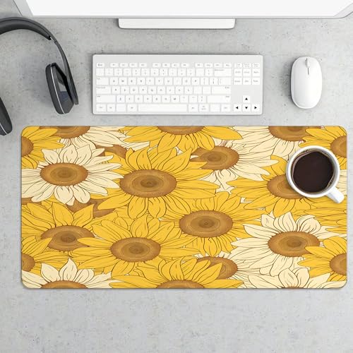 XXL Gaming Mouse Pad Sunflower Vintage Flower XXL Gaming Mouse Pad Large Desk Mat Protector for Desktop, Anti-Slip Rubber Extended Computer Keyboard Mat Writing Pad, 15.7 * 35.4 in,B-1479 - color: B-1479, size: 15.7*35.4 In