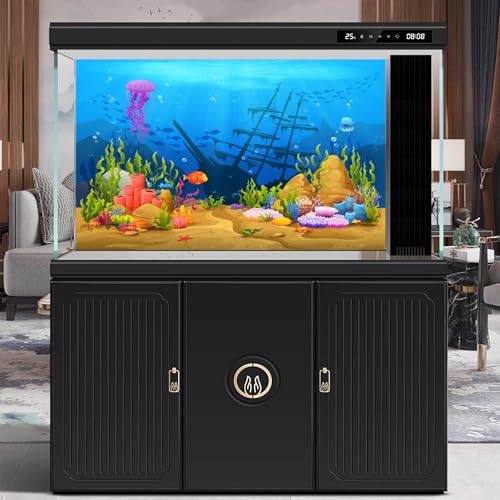 Under The Sea Aquarium Background Underwater Game Level Landscape Terrarium Background Tropical Corals Fish Shoal Sunken Ship Fish Tank Backdrop Cartoon Ship Wrecks Coral Reef Backdrops 24x12in - color: Sunken Blue, size: 24(W)x12(H)in