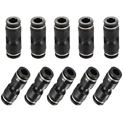 10PCS Pneumatic Push to Connect Fittings, PBT Plastic Union Straight 1/4" x 1/4" Tube OD Quick Connector for Home Garage Air Brake Air Compressor - size: 1/4" x 1/4"