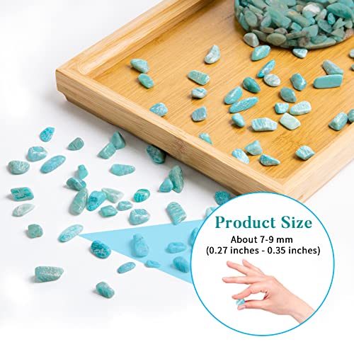 QICQDRAM Natural Green Amazonite Crystals Bulk 0.9 Lb/405g Small Tumbled Chips Crystal Stone Decorative Pebbles for Home Decoration & Fish Turtle Tank, Vase Filler, Plants Decor - color: Amazonite