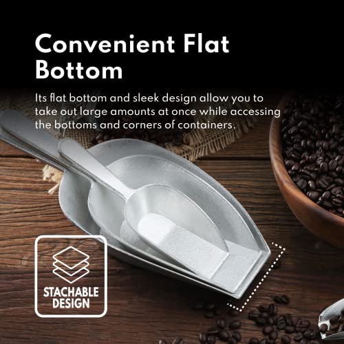 New Star Foodservice One-Piece Cast Aluminum Flat Bottom Bar Ice Flour Utility Scoop, 2-Ounce, Silver - size: 2-Ounce