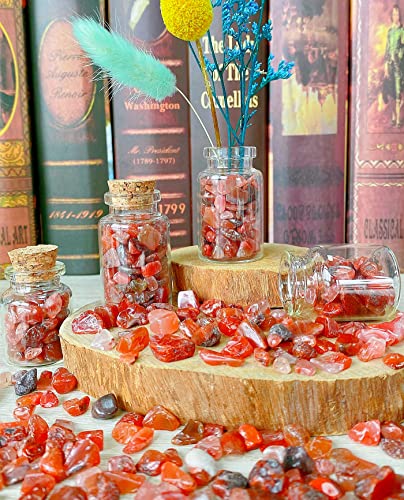 Red Carnelian Crystal Polished Rocks 0.3-0.4" Tumbled Reddish Brown Agate Stones Chips Quartz Stone Crushed Healing Crystals Natural Gem Home Decoration Aquarium Plants Vase Filler Ornament 0.6lbs - color: Red Carnelian, size: 0.55 Pound