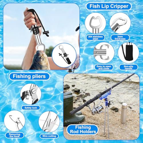 Father's Day Telescopic Fishing Rod Kit, 6.89ft/5.91ft 2 Pcs Collapsible Rod for Him with Landing Net, Tackle Bag, Gloves, Lures, Pliers, Gift for Dad for Saltwater Freshwater Fishing - size: 6.89 FT