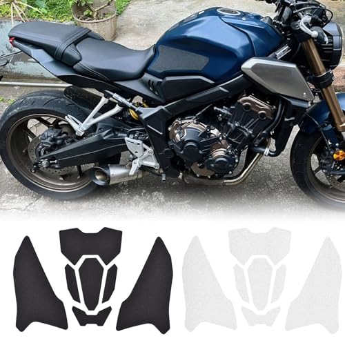Motorcycle Side Fuel Tank Pads Protector Stickers Decal Gas Knee Grip Traction Pad Compatible for HO&N&DA CB650R/CBR650R Accessories 2019-2024 (Black) - color: Black