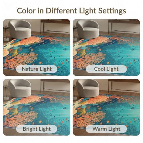 6'x9' Washable Graphic Botanical Area Rug, Turquoise Foldable Non-Slip Large Carpet for Queen Size Bedroom, Under Bed, Master Bedroom, Foldable Easy Care Carpet| Ref:1993995 - color: Blue/Pattern 42, size: 6' x 9' (Rectangular)