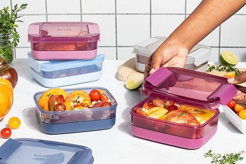 Ello Plastic Meal Prep Set BPA Free Plastic Food Storage Container with Silicone Boot and Airtight Lids, Dishwasher, Microwave, and Freezer Safe. - style: 3.7 Cup Meal Prep Elderberry