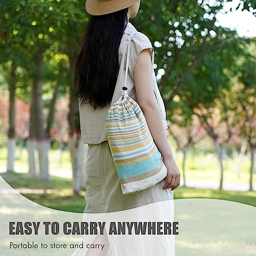 Brazilian Hammock with Tree Straps - Cotton Hammocks Portable Hammock with Carry Bag for Backyard, Porch, Outdoor and Indoor Use Yellow & Green - color: Yellow Green, size: X-Large