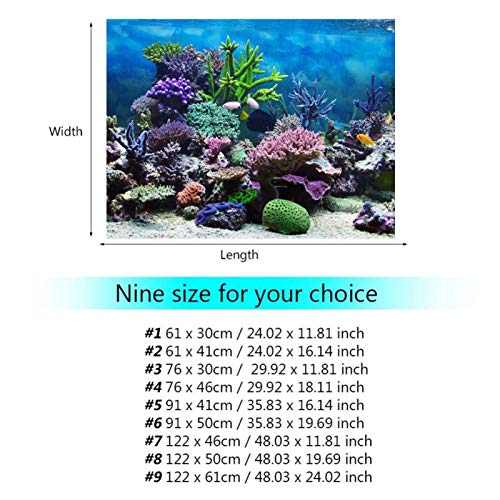 Keenso Fish Background, Beautiful PVC Adhesive 3D Effect Underwater Backdrop Poster Aquarium Wallpaper Sticker Image Decor New(61 * 30cm) - size: 61*30cm
