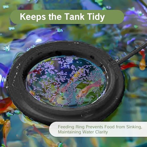 Betta Fish Toys Interactive Betta Ring and Leaf Hammocks Small Tank Accessories Feeding Spot and Resting Bed Breeding Ground Black Circle Fish Feeder with Suction Cups for Aquariums